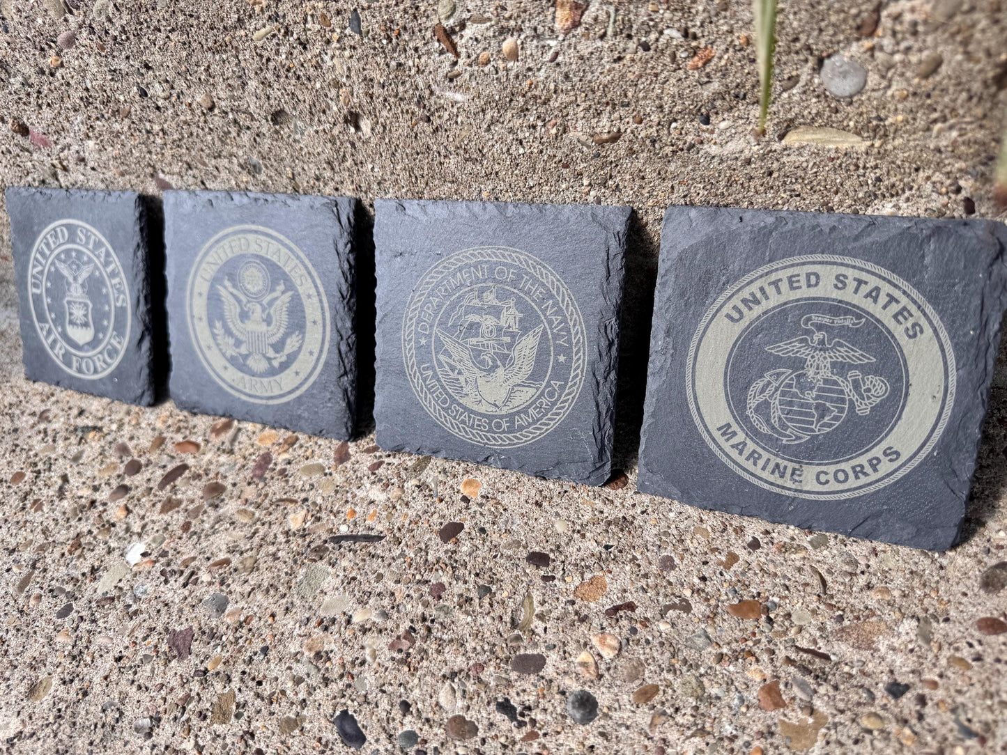 Laser Engraved Service Branch Seal Stone Coasters