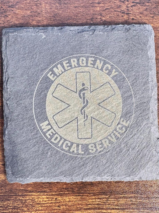 Laser Engraved EMS (Emergency Medical Service) Seal Stone Coasters