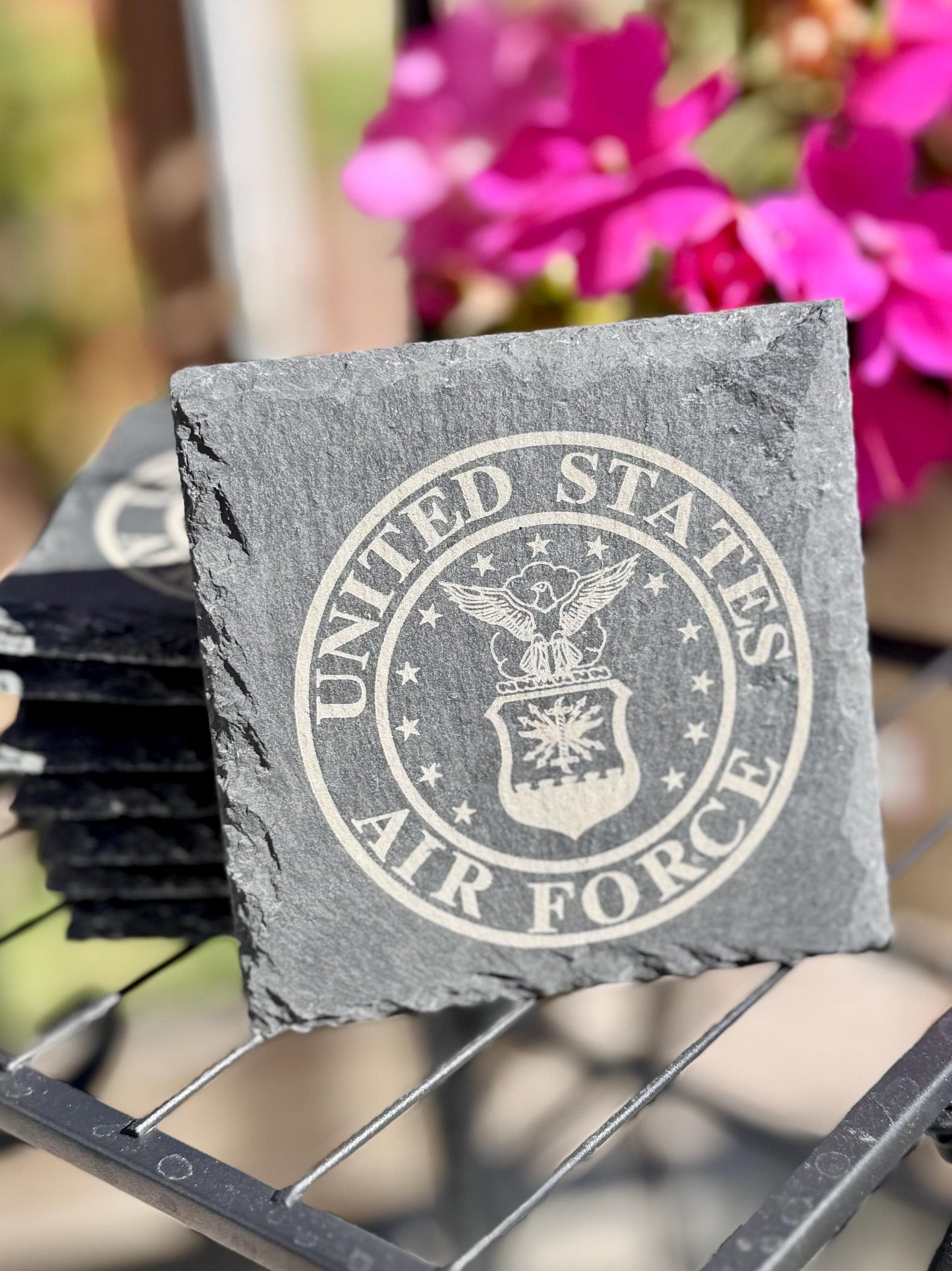 Laser Engraved Service Branch Seal Stone Coasters