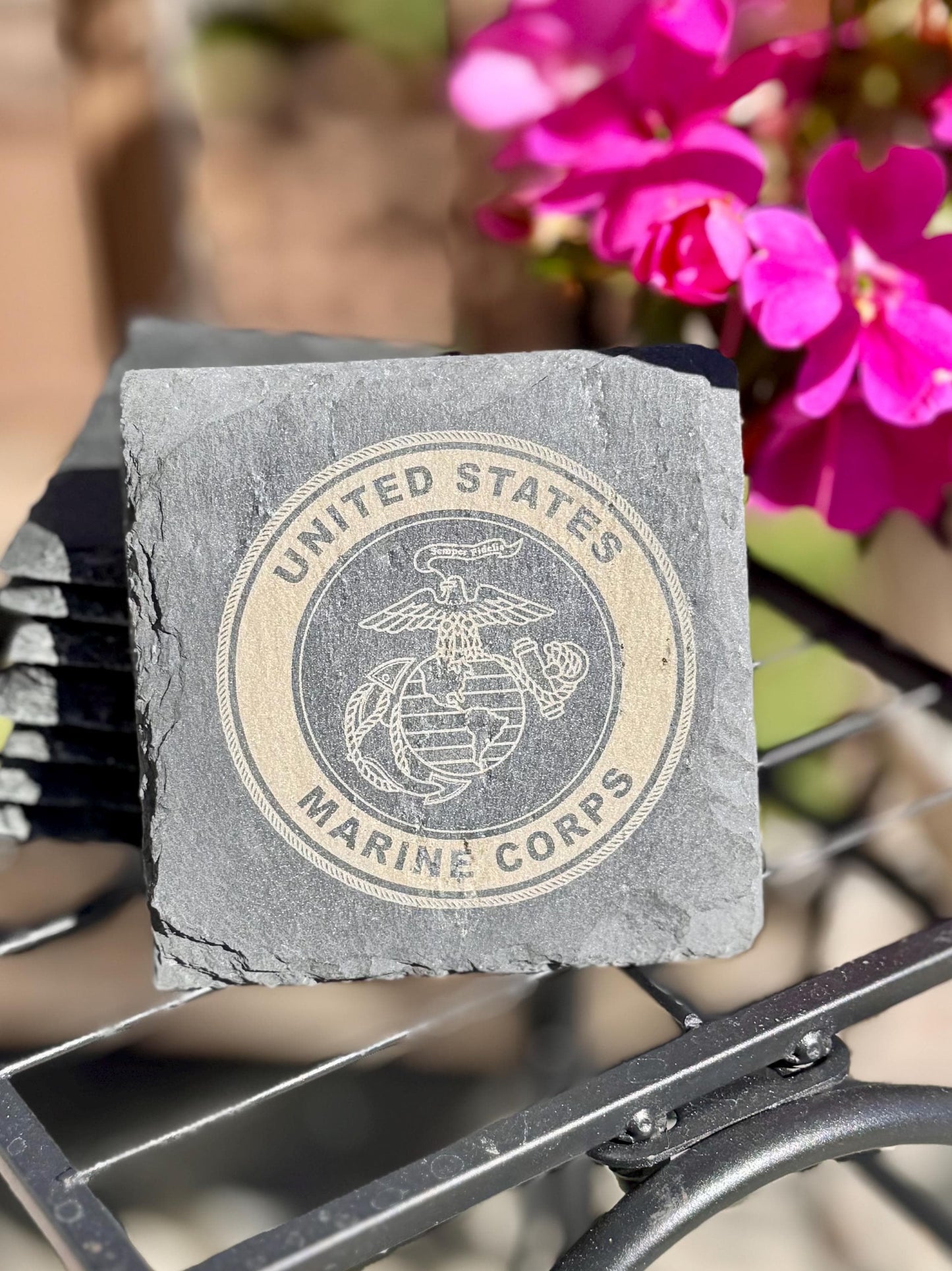 Laser Engraved Service Branch Seal Stone Coasters