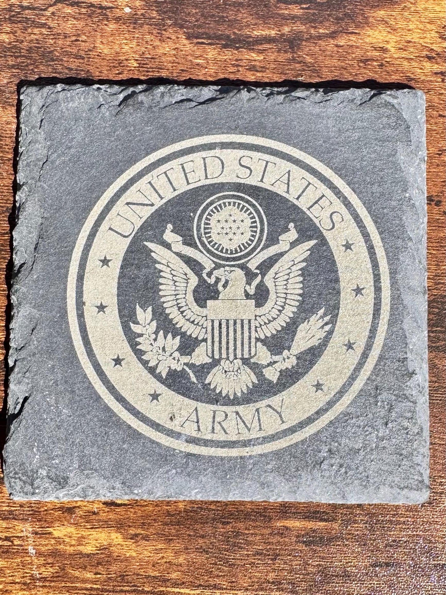 Laser Engraved Service Branch Seal Stone Coasters
