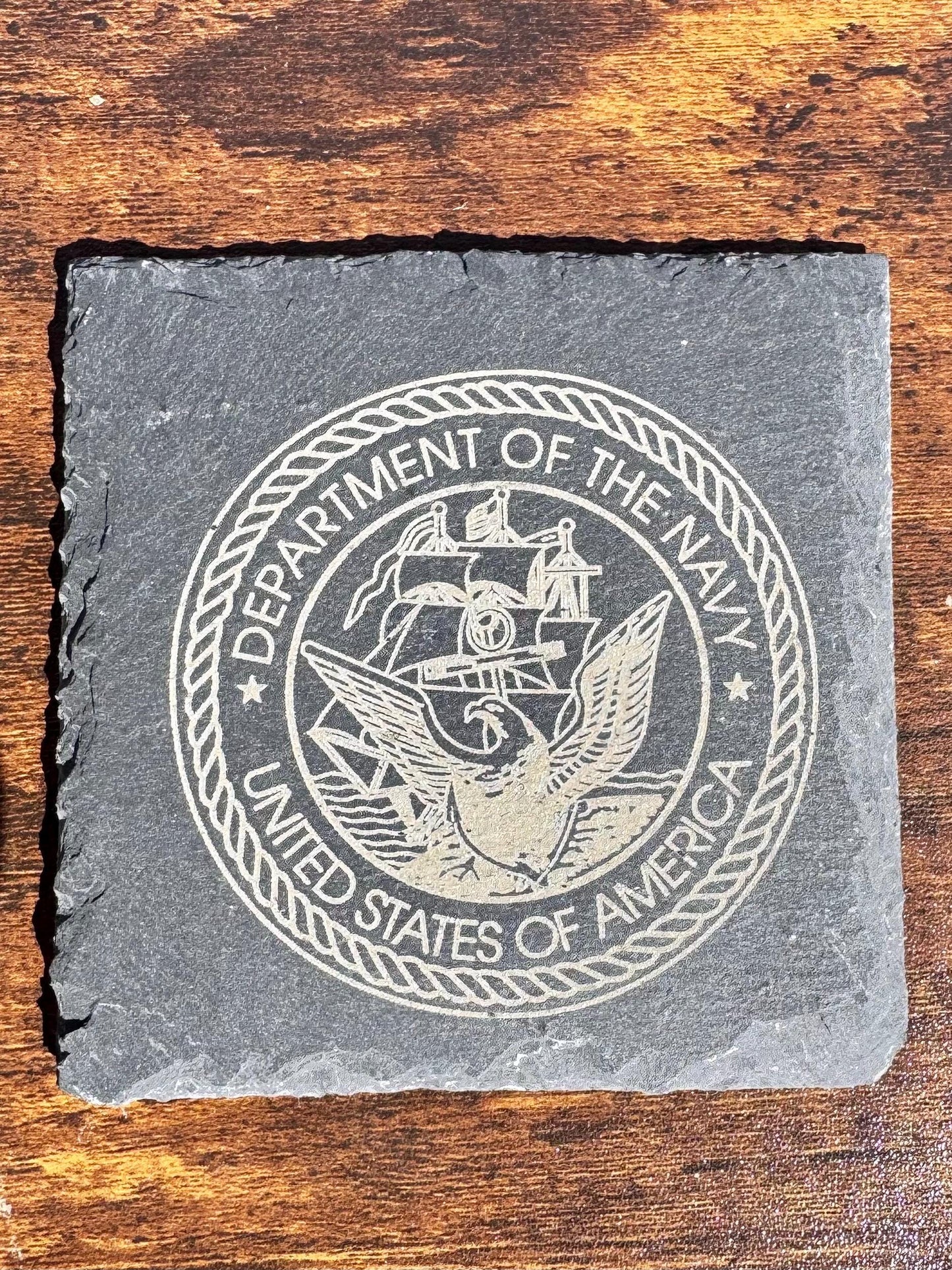 Laser Engraved Service Branch Seal Stone Coasters