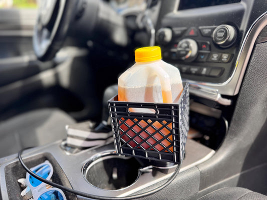 Quart Crate Cupholder: Car Beverage Jug Adapter